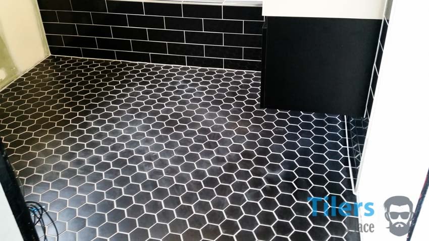 Hexagonal tiles laid on sheets work great in small areas.