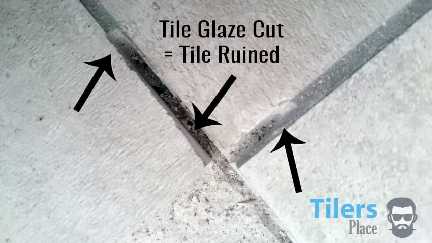 Damaged tiles from angle grinder