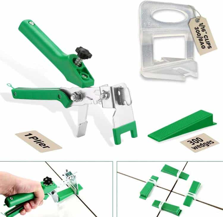 keystone tile leveling system with wedges and pliers